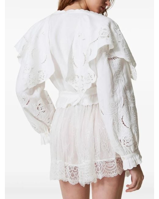 Camisa de mezcla de lino Twinset de color White