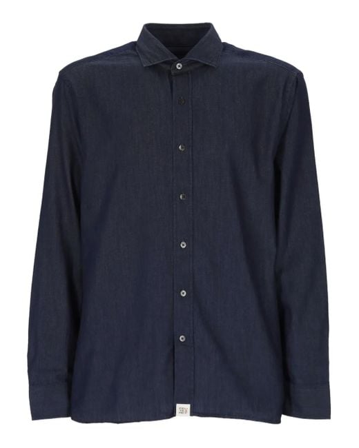 Peuterey Denim Overhemd Met Lange Mouwen in het Blue voor heren