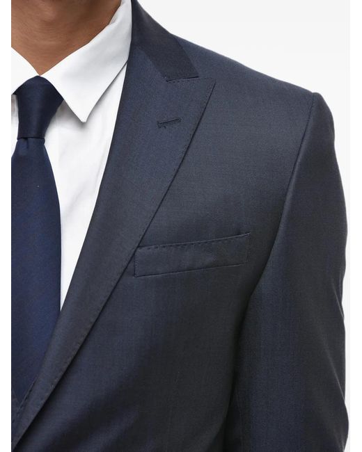Corneliani Blue Peak-Lapel Virgin Wool Suit for men