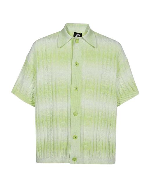 Gcds Green Cable-Knit Shirt for men