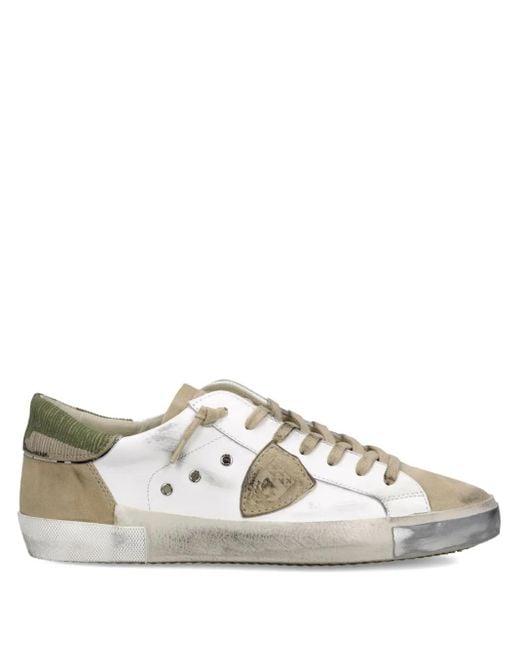 Philippe Model White Camouflage-Panel Leather Sneakers for men