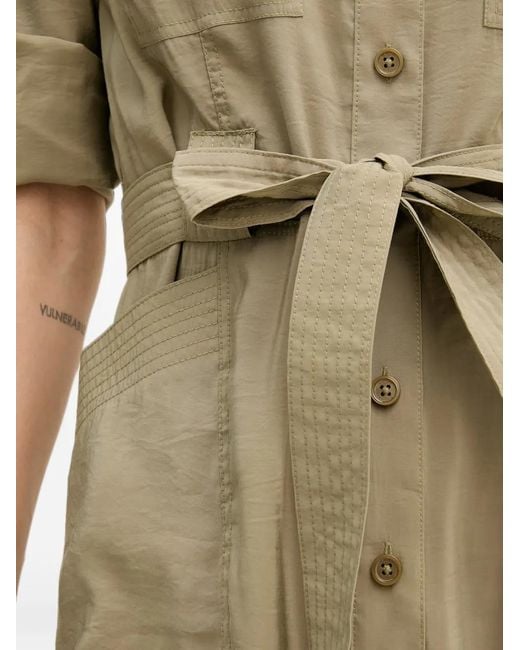 DKNY Natural Belted Button-Front Midi Dress
