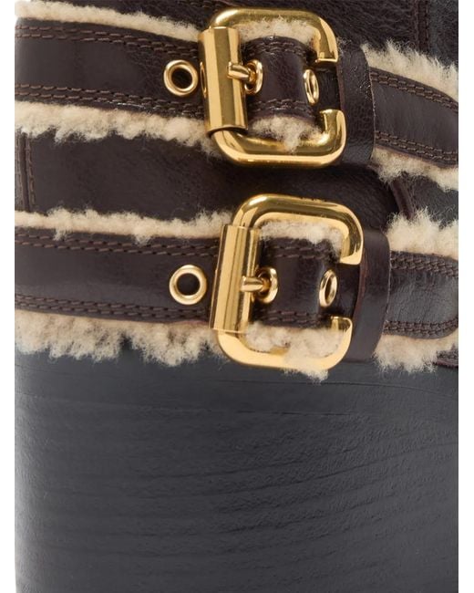 Chloé Black Dakota Buckle Shearling Boots
