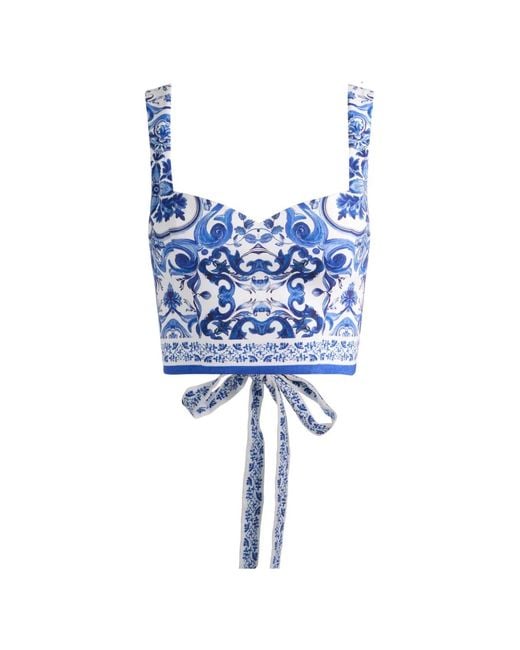 Alice + Olivia Blue Miriam Sweetheart Cropped Top