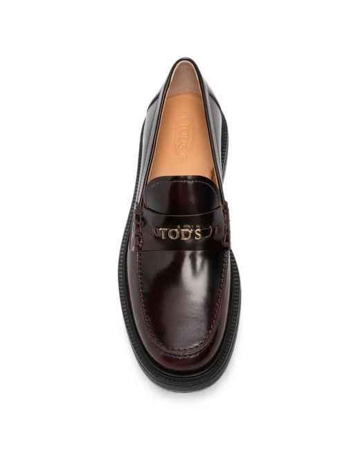 Tod's Black Logo-Plaque Leather Loafers