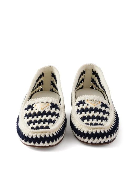 Mocassins En Crochet Prada en coloris White