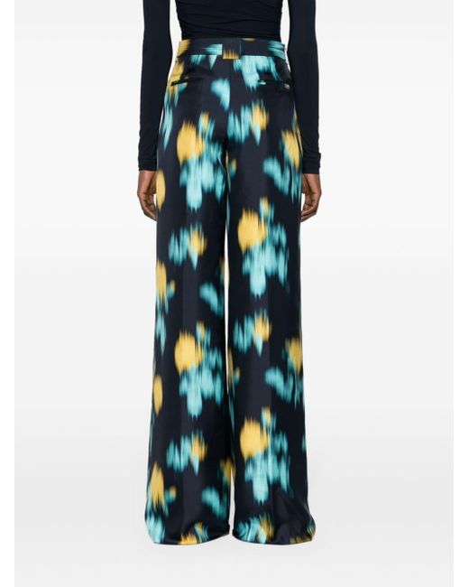 Lanvin Blue Abstract-print Wide-leg Trousers