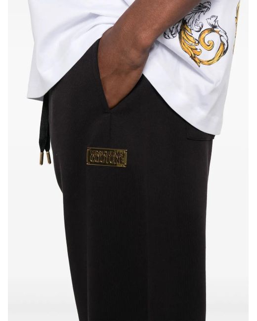 Versace Jeans Couture Black Logo-Plaque Track Pants for men