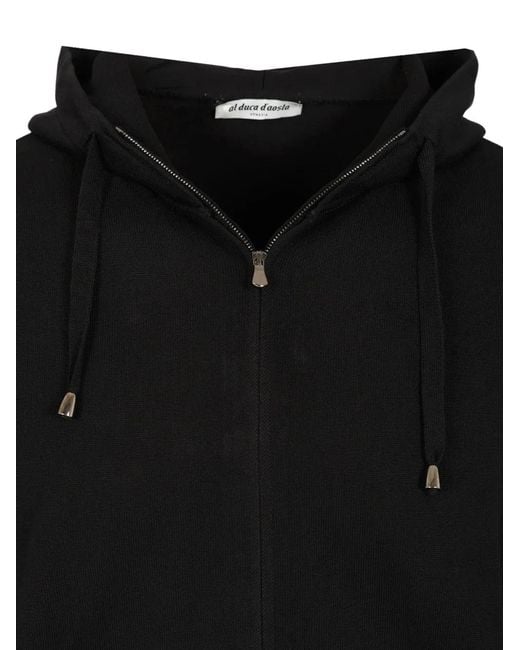 Al Duca D'aosta Black Zip-Fastening Drawstring Hoodie for men