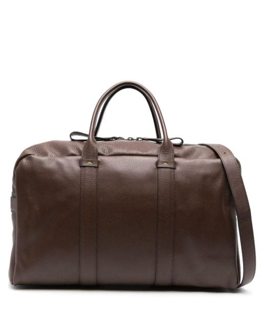 Doucal's Brown Pebbled Leather Holdall for men
