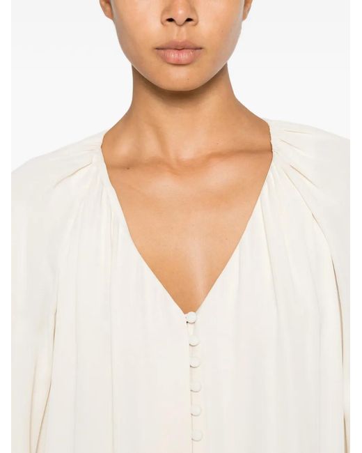 By Malene Birger White Coptis Button-Up Gathered Maxi Dress