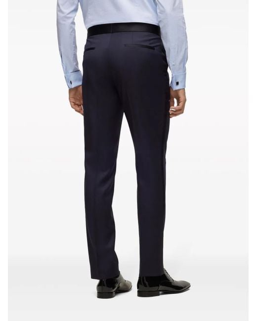 Boss Blue Tailored Virgin Wool Trousers for men