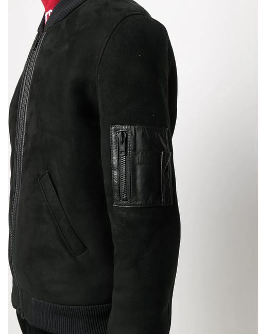 Liska Black Ribbed Trim Bomber Jacket for men