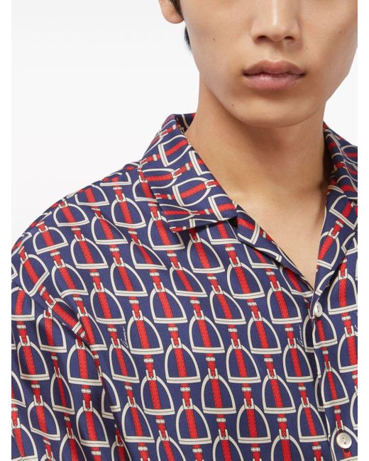 Gucci Zijden Overhemd Met Print in het Red voor heren