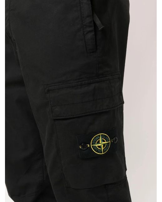 Stone Island Black Stone Logo-Patch Trousers for men