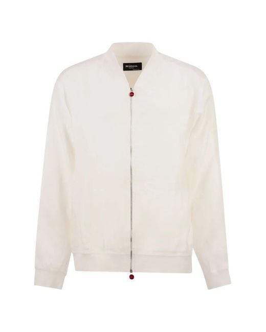 Chaqueta bómber de lino Kiton de hombre de color White