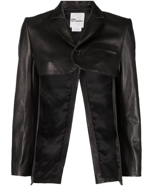 Noir Kei Ninomiya Black Cut-out Leather Jacket