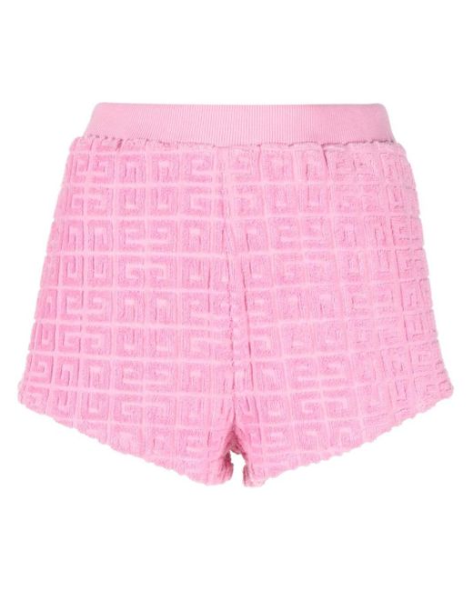 Short court en tissu éponge à logo 4G Givenchy en coloris Pink