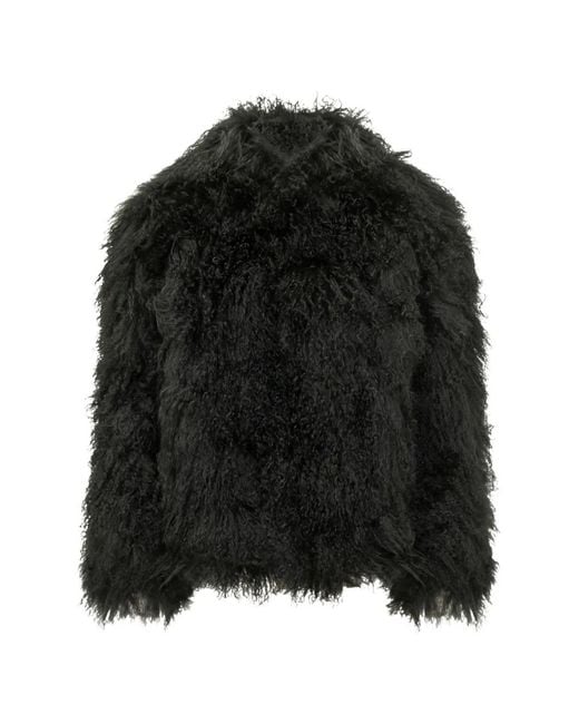 Martha Louis Black Mongolian Fur Jacket