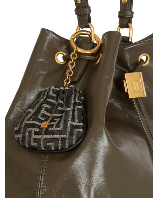 Balmain Black Monogram Jacquard Keyring