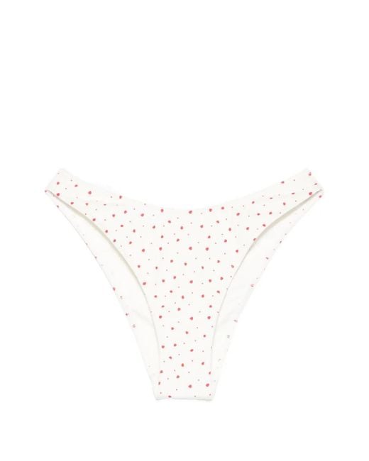 Frankie's Bikinis White Strawberry-Print Bikini Bottoms