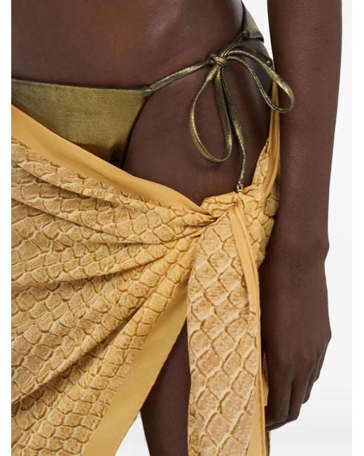 Roberto Cavalli White Snake-Print Pareo