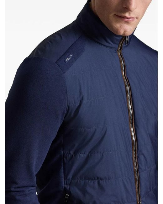 Ralph Lauren Blue Woven-Panel Zip-Up Jacket for men