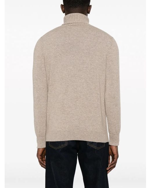 Ballantyne Brown Roll-Neck Cashmere Jumper for men