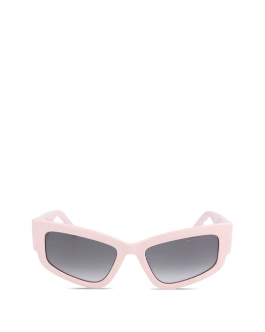 Marc Jacobs White Logo-Lettering Geometric-Frame Sunglasses