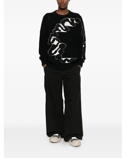 MADFRENZY Black Cortex Crew-Neck Sweater for men