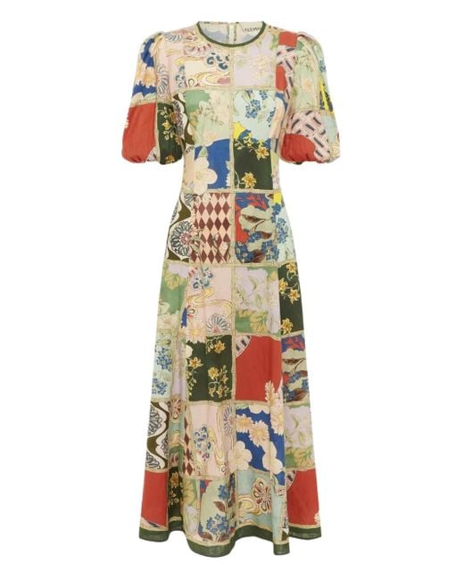ALÉMAIS Bianca Midi-Jurk Met Patchwork in het White