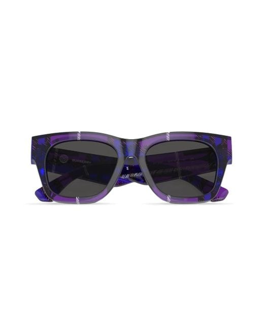 Burberry Blue Checkered Wayfarer-Frame Sunglasses