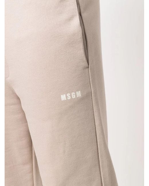 MSGM Natural Logo-Print Cotton Track Trousers for men