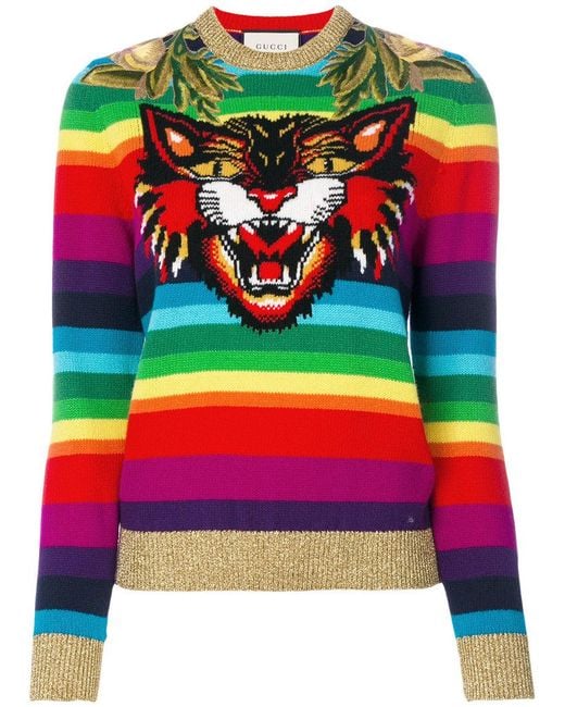 Gucci Rainbow Tiger Jumper | Lyst