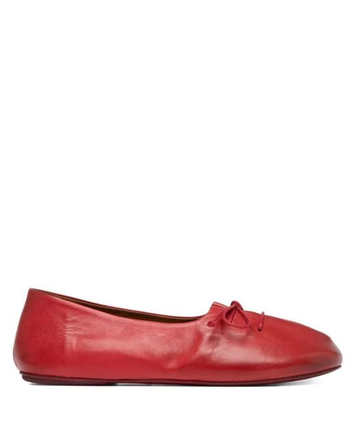 Marsèll Red Girella Round-Toe Ballet Flats