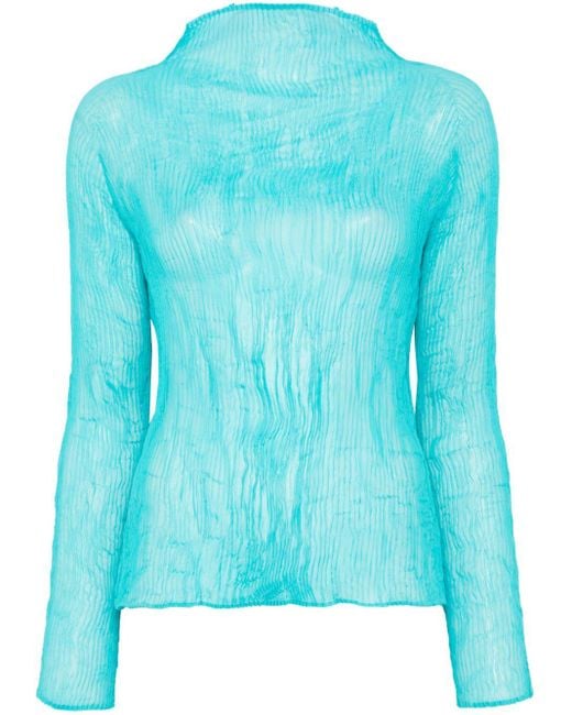 Issey Miyake Chiffon Gedraaide Top in het Blue
