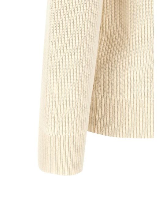Riviera White Ribbed Polo Sweater for men