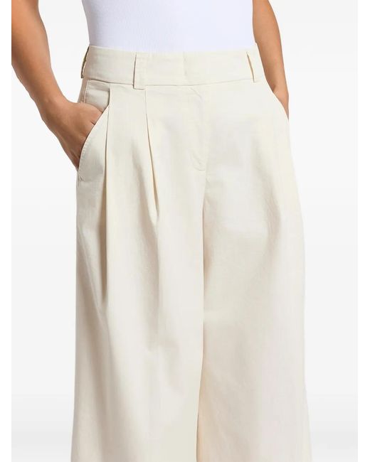 Peserico Natural Pleated Wide-Leg Trousers