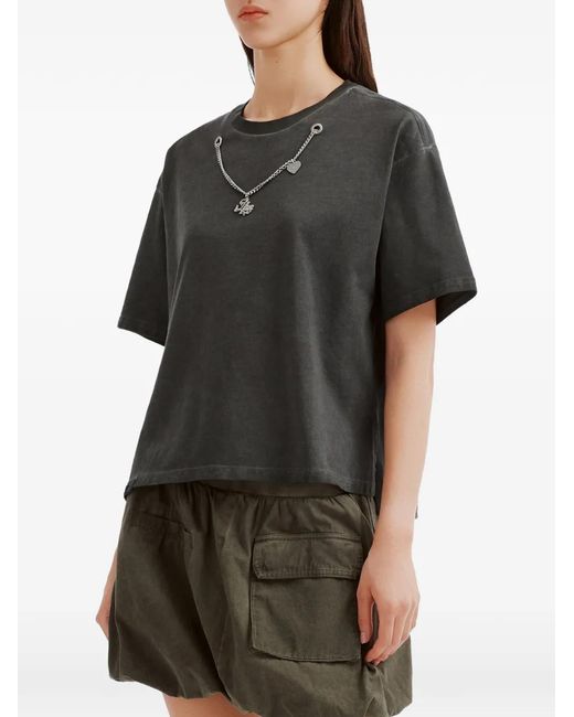 Izzue Black Chain-Detail T-Shirt