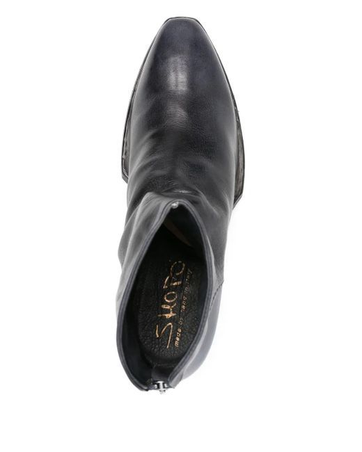 shotof Black Zip-Detail Leather Boots