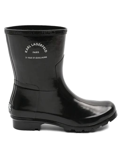 Karl Lagerfeld Black Logo Rain Boots