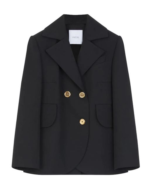 Patou Black Belted Double-Breasted Blazer