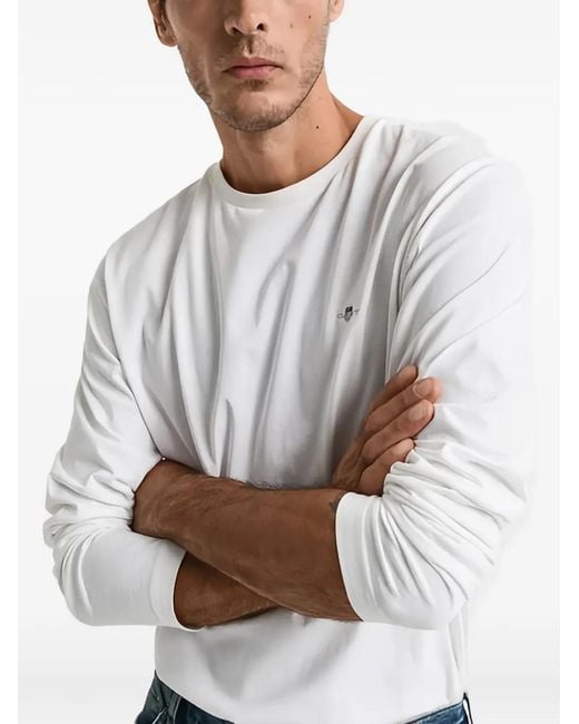 Gant White Long-Sleeved T-Shirt for men