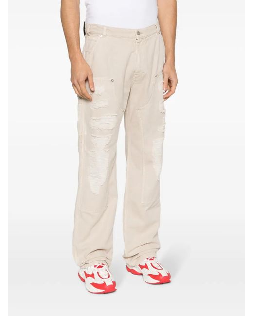 1017 ALYX 9SM Natural Destroyed Canvas Ripped Carpenter Trousers