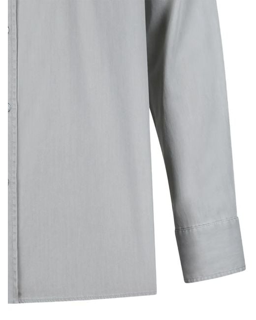 Paul & Shark Gray Mandarin-Collar Chest-Pocket Shirt for men
