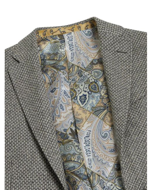 Etro Gray Single-Breasted Wool Blazer for men