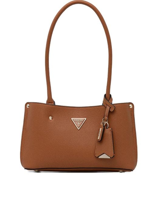 Guess Brown Logo-Plaque Shoulder Bag