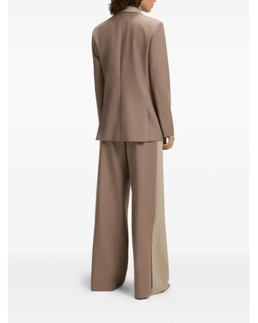 Boss Brown Contrast-Lapels Wool Blazer