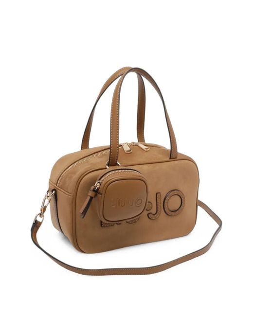 Liu Jo Brown Logo-Patch Tote Bag