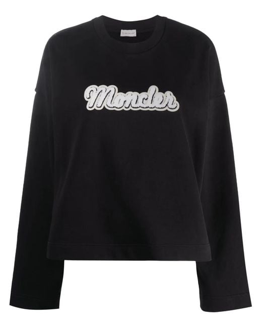 Moncler Black Logo-Appliqué Sweatshirt